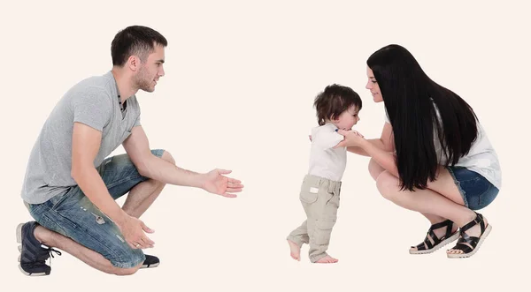 Mignon bébé garçon souriant apprenant à marcher — Photo