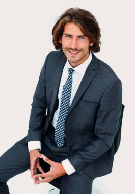 İzole iş adamı mutlu görünümlü kamera