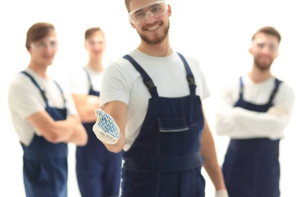 Foreman holding out his hand for a handshake — Stock Photo, Image