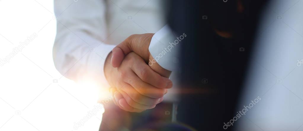 Business handshake and business people. Business concept.