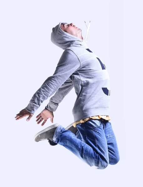 Modern guy is dancing breakdance. — Stock Photo, Image