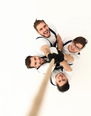 inşaatçılar, iple tırmanma top.a ekibinden görüntülemek