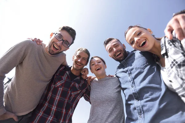 Bottom view.successful creative business team looking at camer — Stock Photo, Image