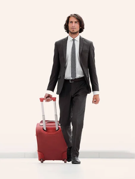 Confident businessman with Luggage. — Stock Photo, Image