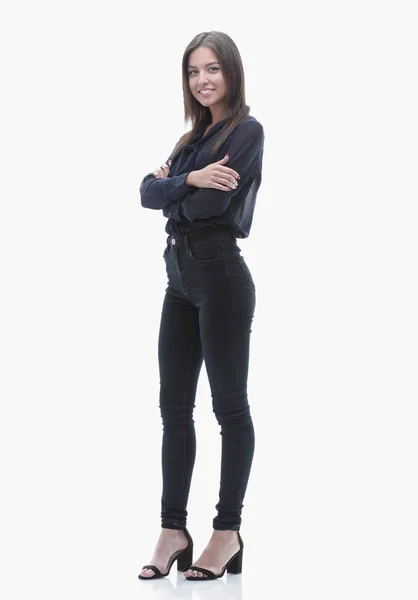 Jovem mulher de negócios confiante. Retrato de comprimento total — Fotografia de Stock