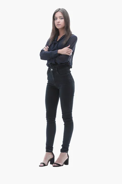 Young confident business woman. full-length portrait — Stock Photo, Image