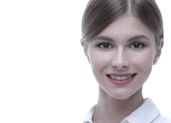 Closeup.portrait de uma jovem mulher confiante — Fotografia de Stock