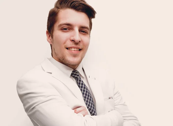 Confident businessman in white shirt — Stock Photo, Image