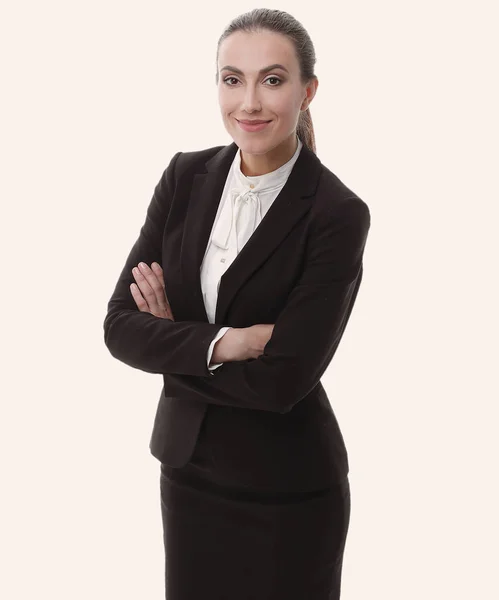Lachende vrouwelijke Manager.portrait in volle groei — Stockfoto