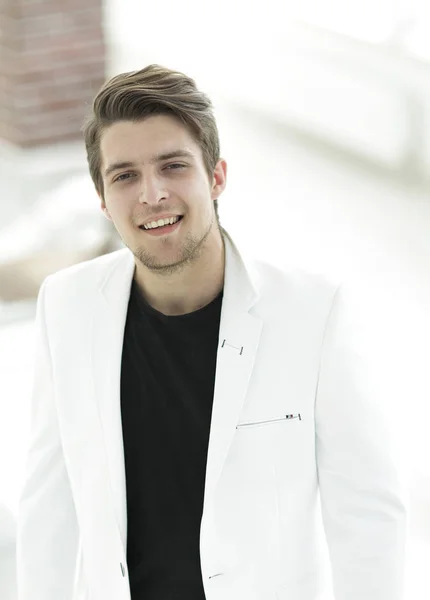 Handsome man in white jacket. — Stock Photo, Image