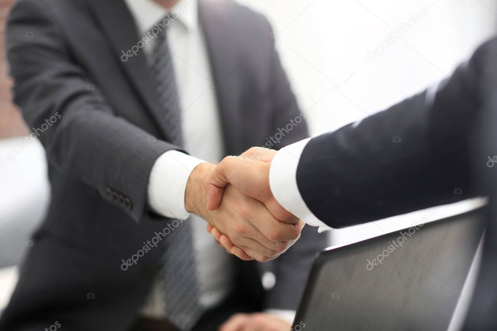 Confident businessman shaking hands