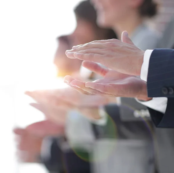 Blurred image cheering business team. — Stock Photo, Image