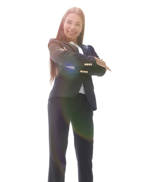 En pleno crecimiento. sonriente mujer de negocios . — Foto de Stock