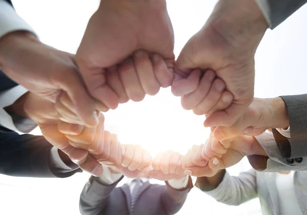 Group of people joined their hands — Stock Photo, Image