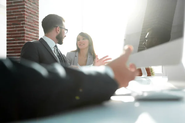 Negocio background.business equipo hablando — Foto de Stock