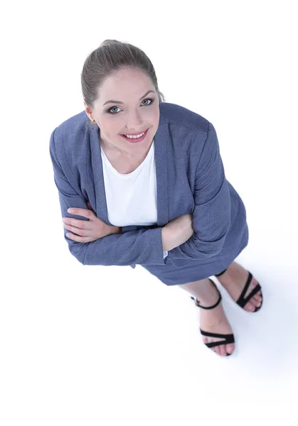 Business concept. view from the top. business woman looking up. — Stock Photo, Image