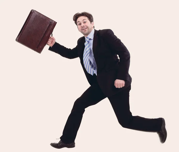 In full growth. businessman with briefcase running — Stock Photo, Image