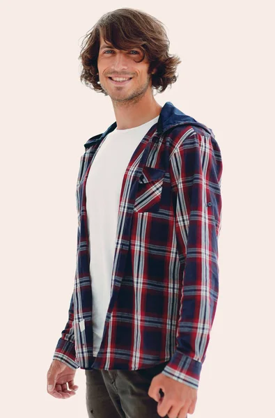 Стильний хлопець у плетеній сорочці . — стокове фото