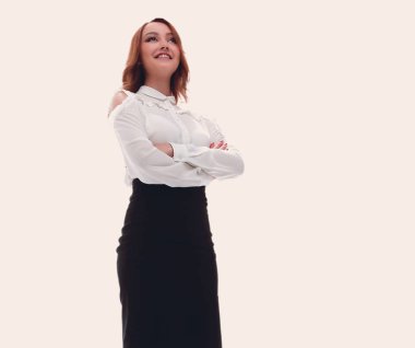 Ofisteki genç iş kadınının portresi..