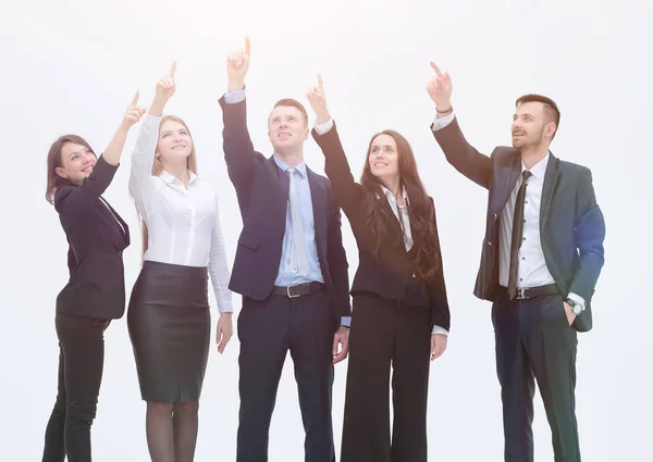 Equipo de negocios señalando las manos hacia adelante — Foto de Stock