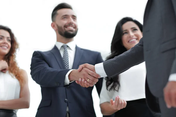 Parceiros de negócios handshake em uma reunião — Fotografia de Stock