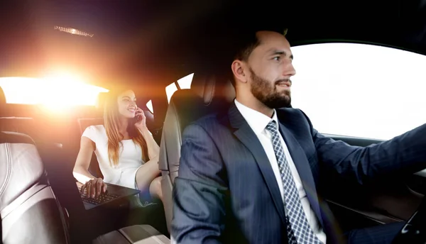 Business People Meeting Working Car Inside — Stock Photo, Image