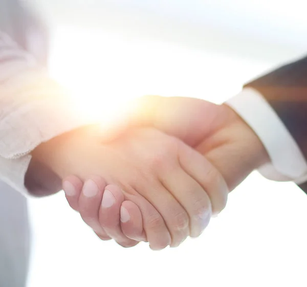 Orang bisnis berjabat tangan terisolasi pada latar belakang putih — Stok Foto