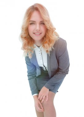 iş kadını kamera önünde poz.