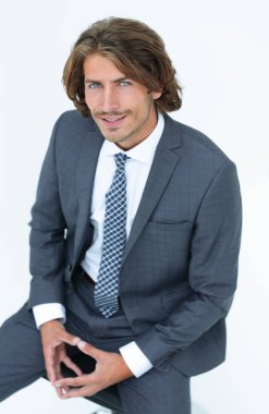 İzole iş adamı mutlu görünümlü kamera