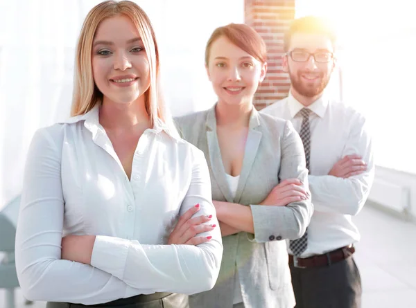 Retrato de primer plano del exitoso equipo de negocios. el concepto empresarial — Foto de Stock