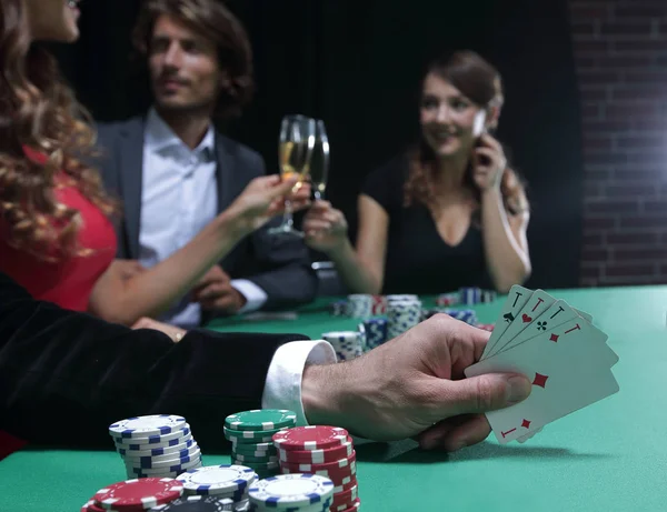 Quatro ases mão de poker — Fotografia de Stock