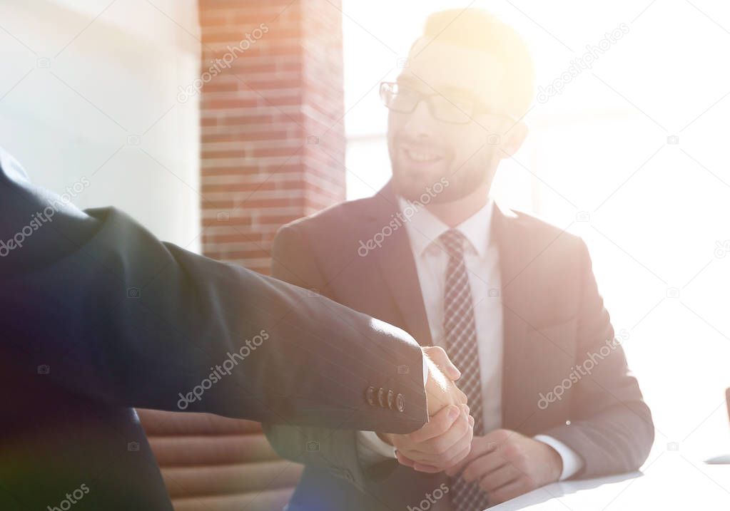 business handshake . photo with copy space.