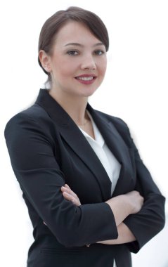 ofis arka plan üzerinde başarılı genç iş kadını.