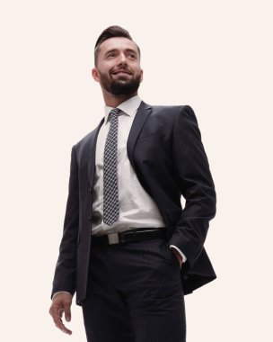 tam büyüme. çapraz kolları olan işadamı