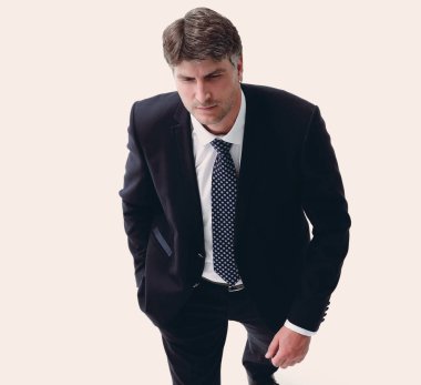 Üstten Görünüm emin işadamı ileri gider.