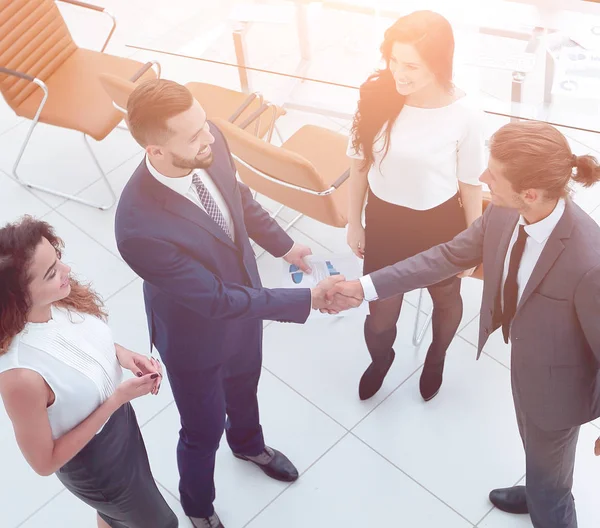 View from the top.the handshake business partners — Stock Photo, Image