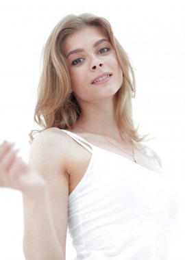 portre portre sevimli genç kadının hafif makyaj ile.