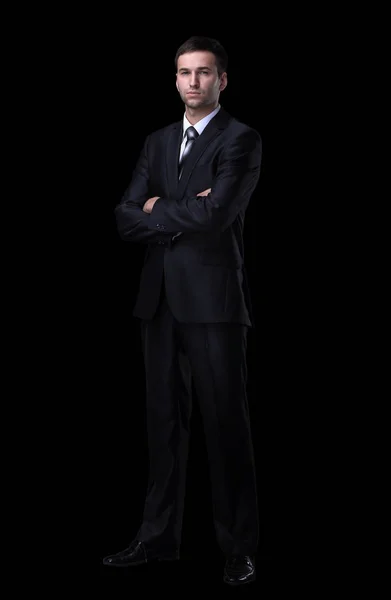 Portrait of confident businessman,isolated on a black — Stock Photo, Image