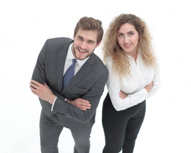 iki beyaz izole çalışan gülümseyen