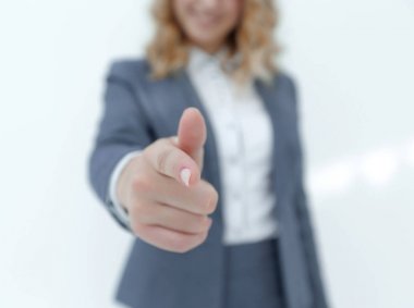 Size genç kadın işaret parmağı