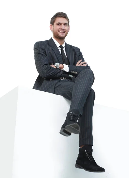 Retrato de hombre de negocios guapo sentado en una silla —  Fotos de Stock