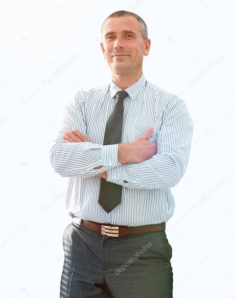 closeup portrait of confident businessman in shirt and tie