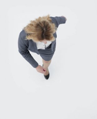 En baştan görüntüleyin. ileri adım iş kadını .