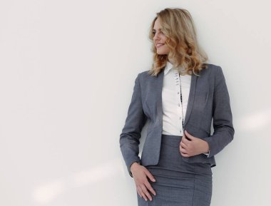 beyaz üzerine başarılı genç woman.isolated.