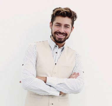 Çapraz elle mutlu şık yakışıklı