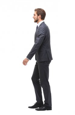 yan görünümü. işadamı ileri gider.