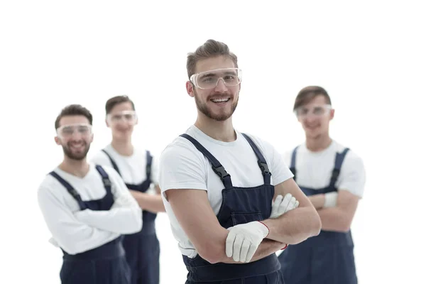 Foreman on the background of the professional team — Stock Photo, Image