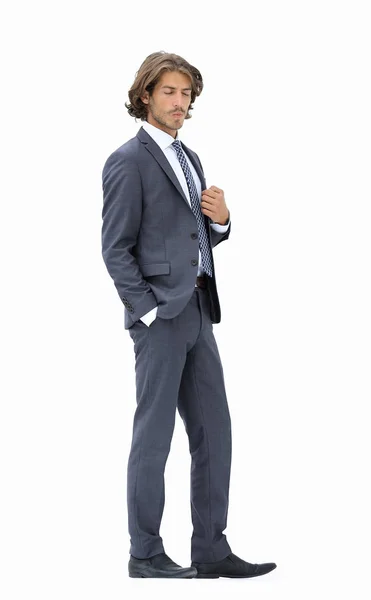 Beyaz arka plan üzerinde bir moda erkek modelinin tam uzunlukta. — Stok fotoğraf