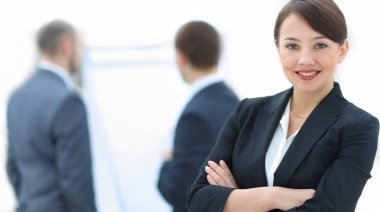 başarılı kadın müdür ofis arka planda