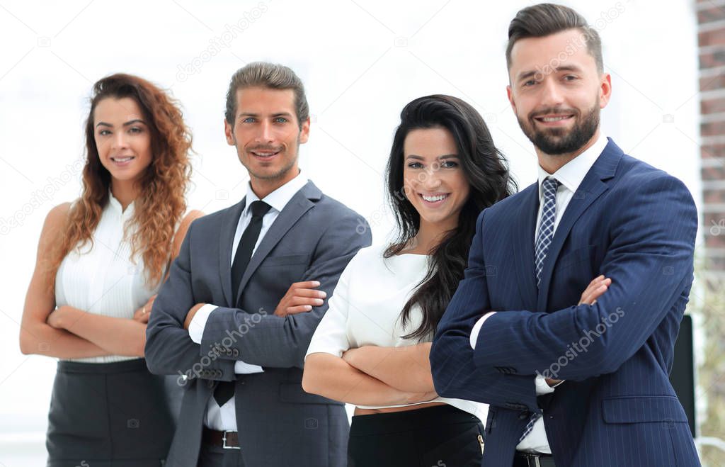 group of smiling business people